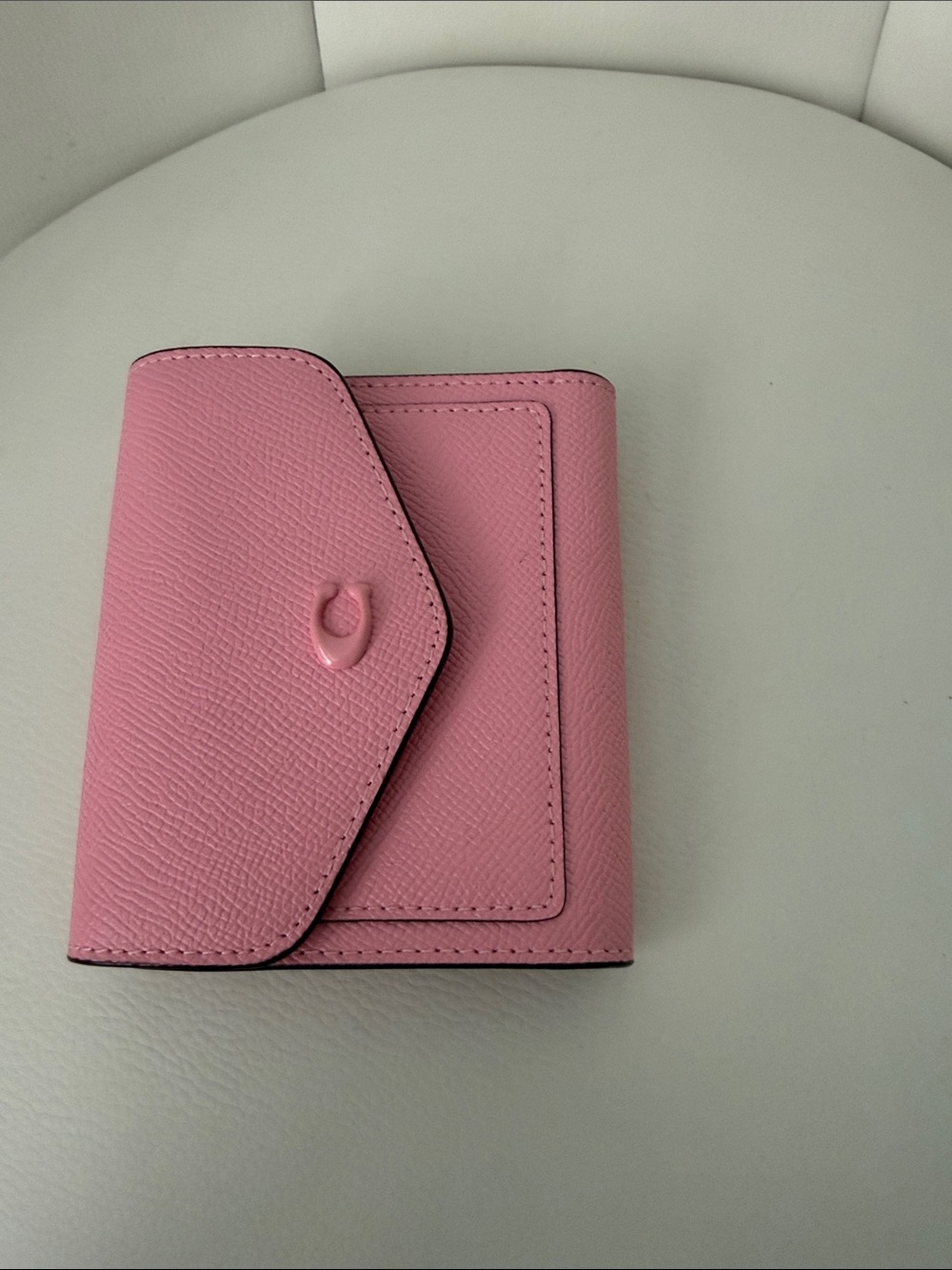 Coach Cross Wyn Grain Leather Small Wallet Flower Pink Silver Accents - Picture 15 of 16